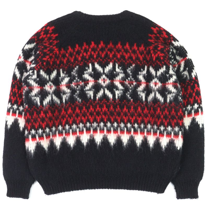 Celine 22AW 2aa80628s 100% Wool Fair Isle Logo Boxy Crew Neck Long Sleeve Knit