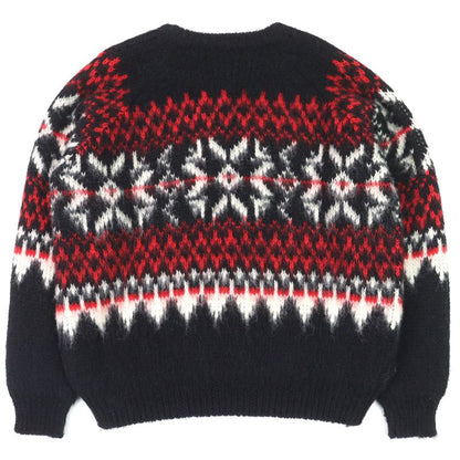 Celine 22AW 2aa80628s 100% Wool Fair Isle Logo Boxy Crew Neck Long Sleeve Knit