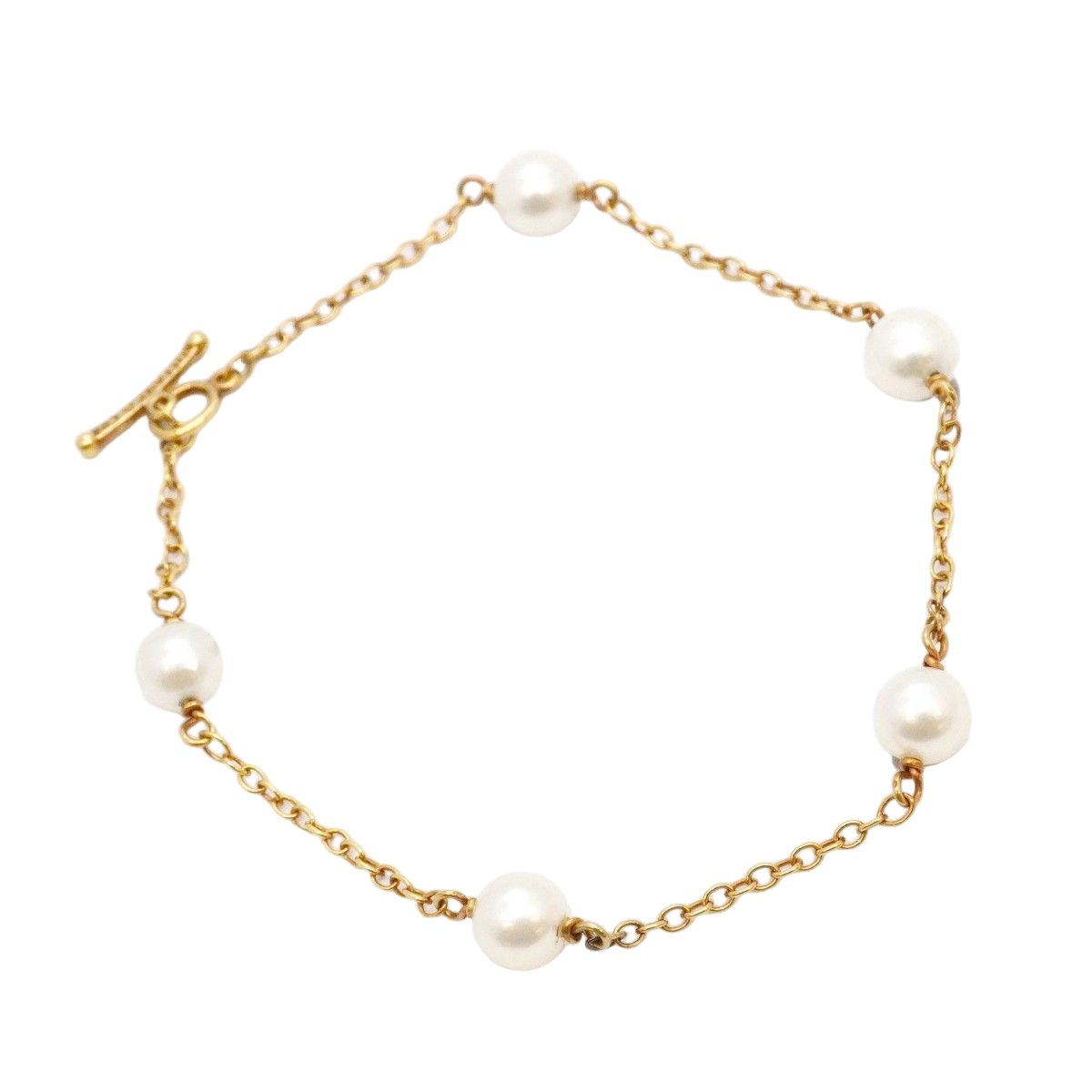 Tiffany & Co Bracelet by the Yard Station 18k Yellow Gold Pearl — view 2