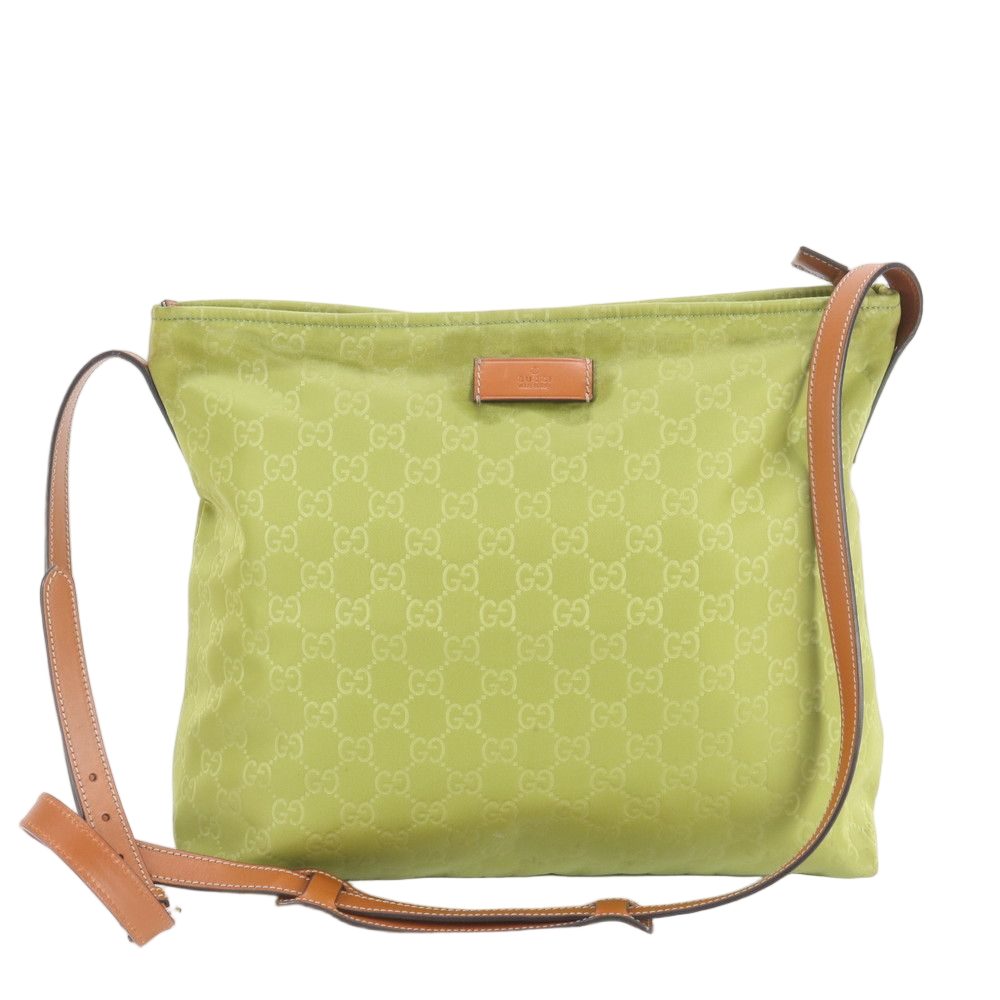 Gucci GG Nylon Leather Shoulder Bag Crossbody Tote