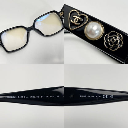 Chanel Cocomark Camellia Sunglass Es 5417 3438-S-a Black Fake Pearl Box/case