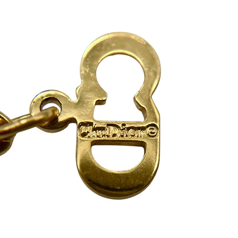 Christian DIOR Necklace Heart Rhinestone Gold Plated Gold