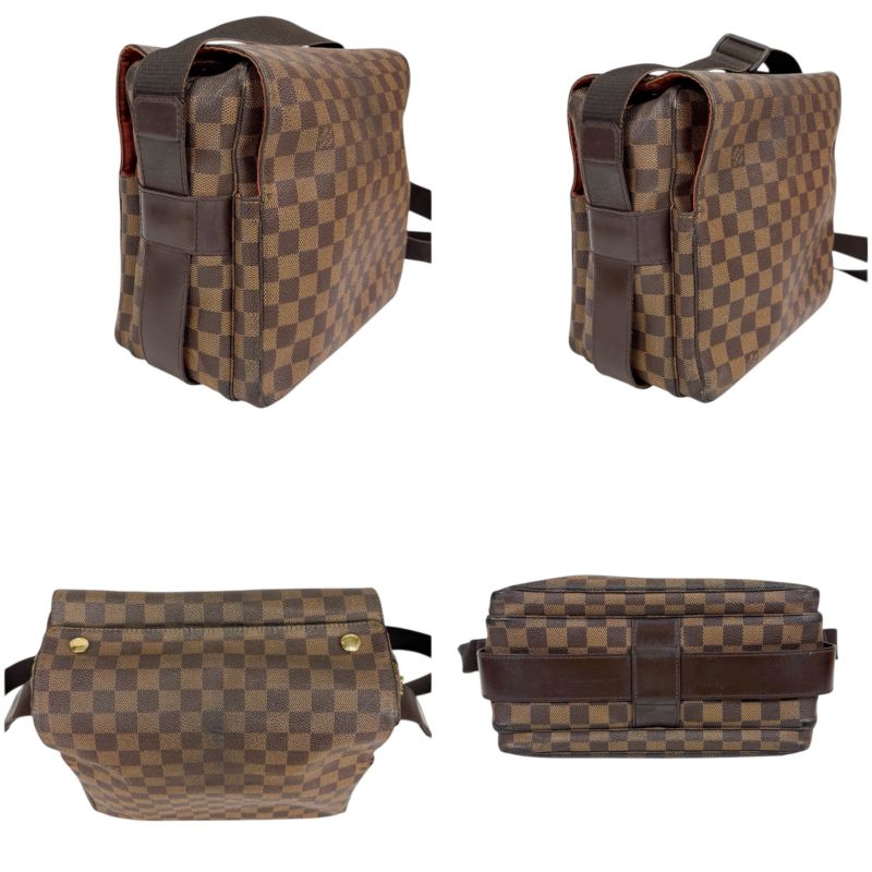 Louis Vuitton Damier Leather Ebene Naviglio Shoulder Bag Brown Crossbody Bag