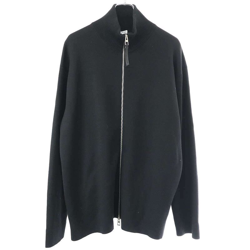 Loewe 23aw Anagram Zip-Up Wool Knit Sweater H526y16k42 Black XXL