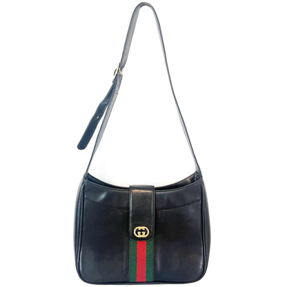 GUCCI Ophidia Logo Leather Vintage Shoulder Bag Purse Black