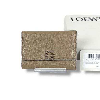 Loewe Anagram Trifold Wallet Pebble Grain Calf Sand Beige