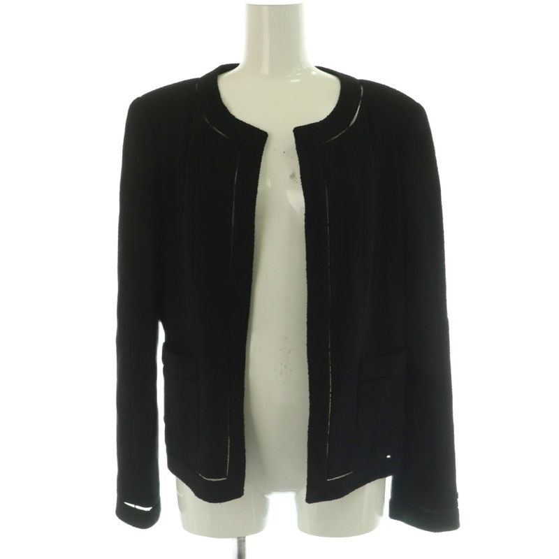 Chanel Jacket No Color Wool 40 Black NR OS
