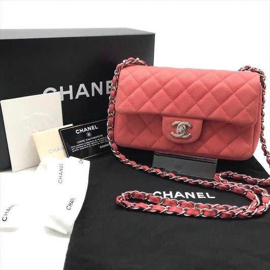 Chanel CC Logo Turnlock Soft Caviar Mini Quilted Chain Shoulder Bag Pink