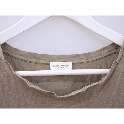 Saint Laurent Paris Logo T-Shirt Reversible Neutral Beige Short Sleeve Top — view 3