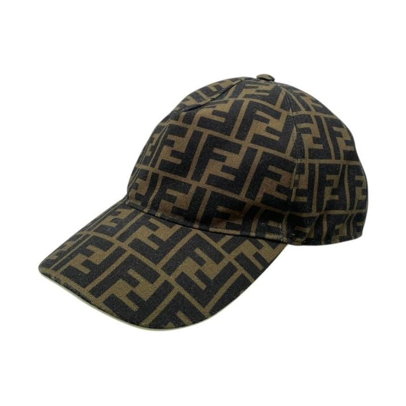 Fendi Hat FF Jacquard Baseball Cap Fxq768 A660 Logo Brown