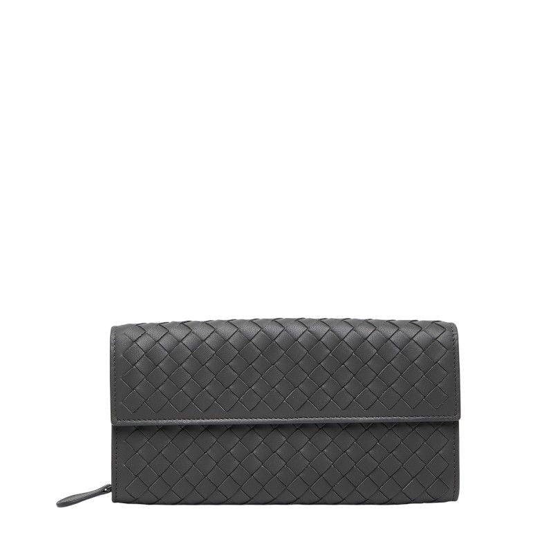 Bottega Veneta Intrecciato Gray Leather