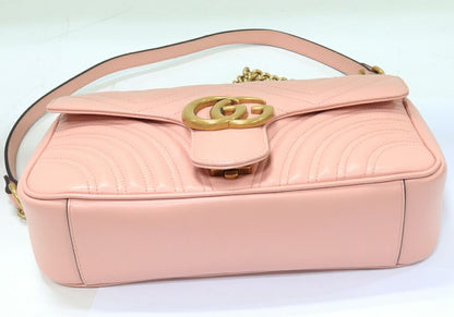 Gucci Chain Shoulder Bag GG Marmont Quilted Small Shoulder Bag Calf Pink