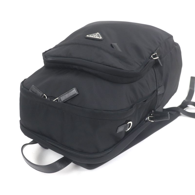 Prada 2vz048 Re-nylon Saffiano Leather Triangle Logo Triangle Plate Backpack