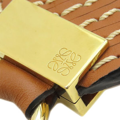 Loewe Shoulder Strap Wave Stitch Shoulder Strap Leather Brown Gold Hardware