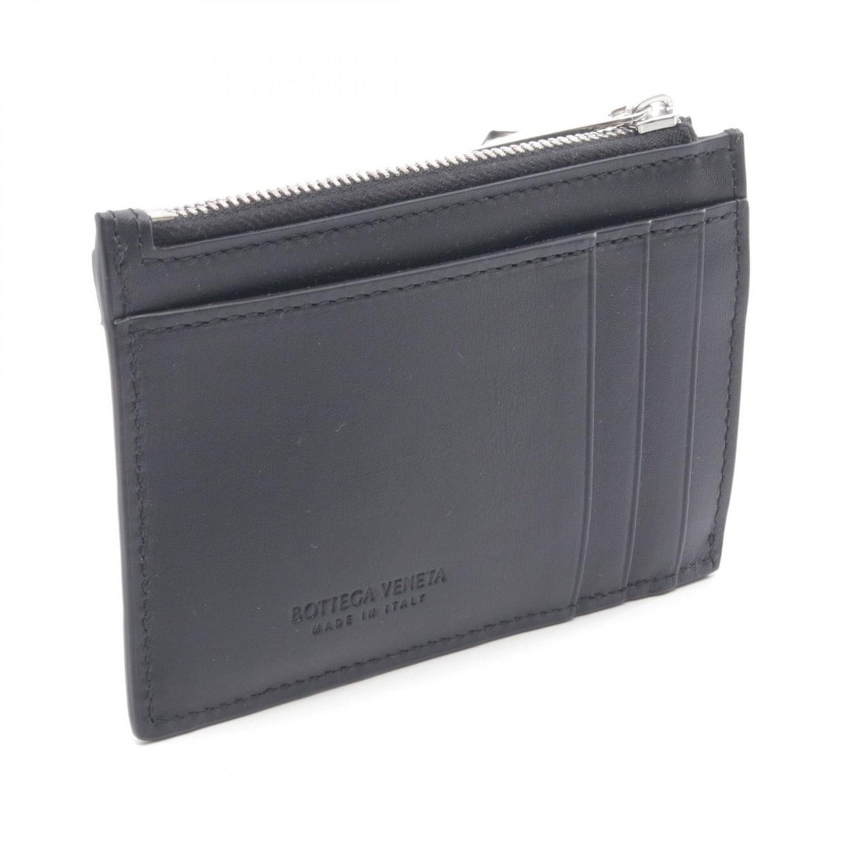 Bottega Veneta Coin Case Intrecciato Key Pouch Black Leather — view 2