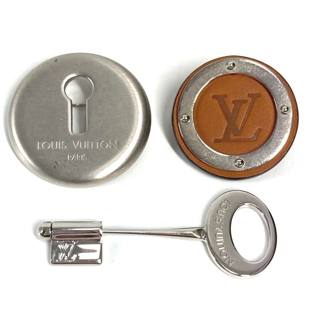 Louis Vuitton Brooch Set Travel Key Metal Silver X Brown