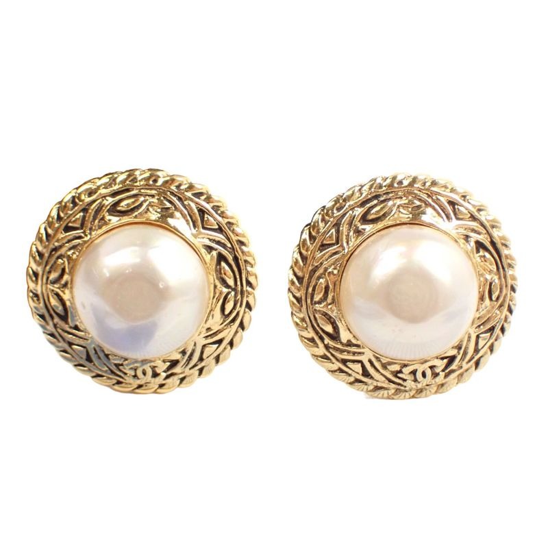 Chanel Engraved Large GP Earrings