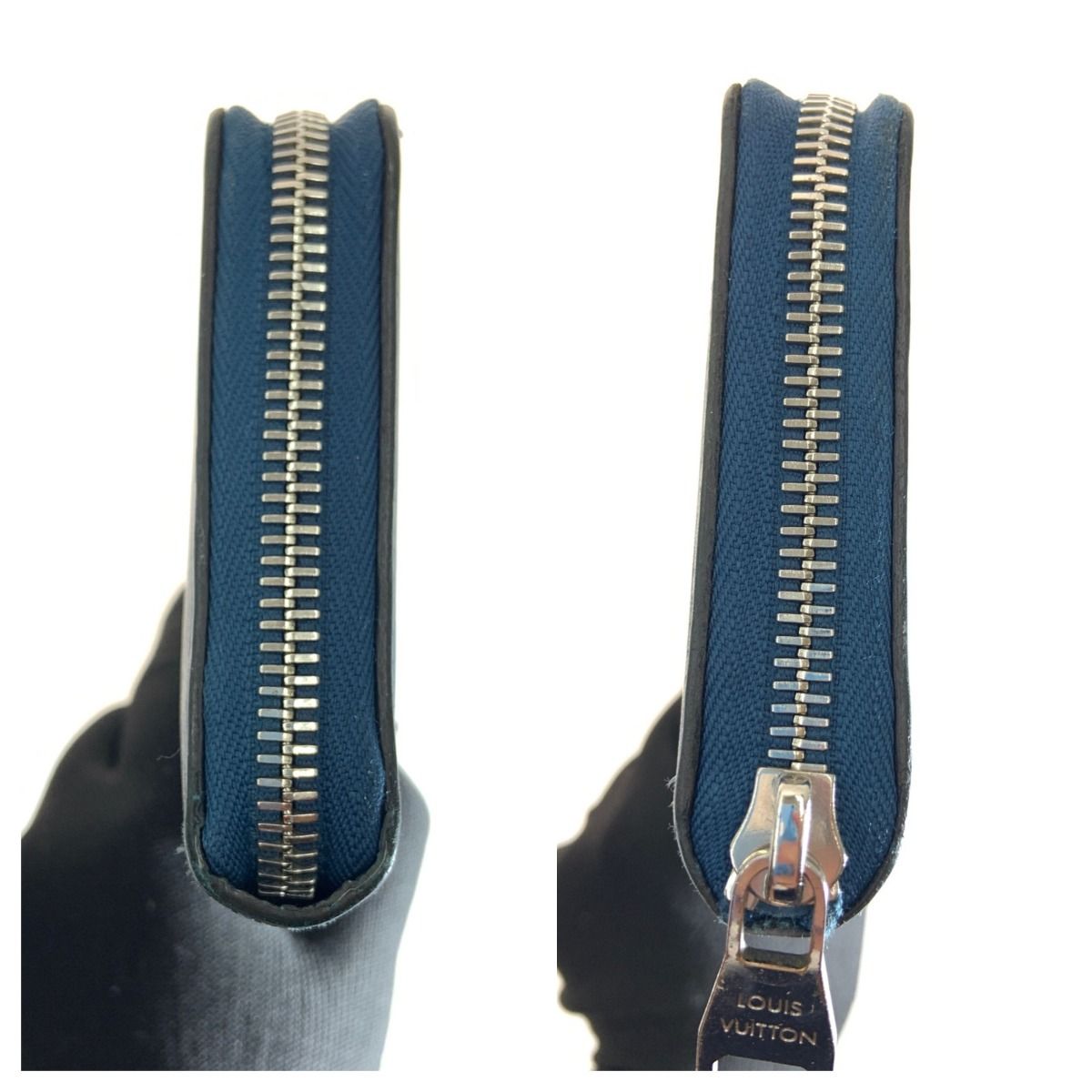 Louis Vuitton Zippy Wallet Taiga Vertical Round Long Wallet M32836 Blue