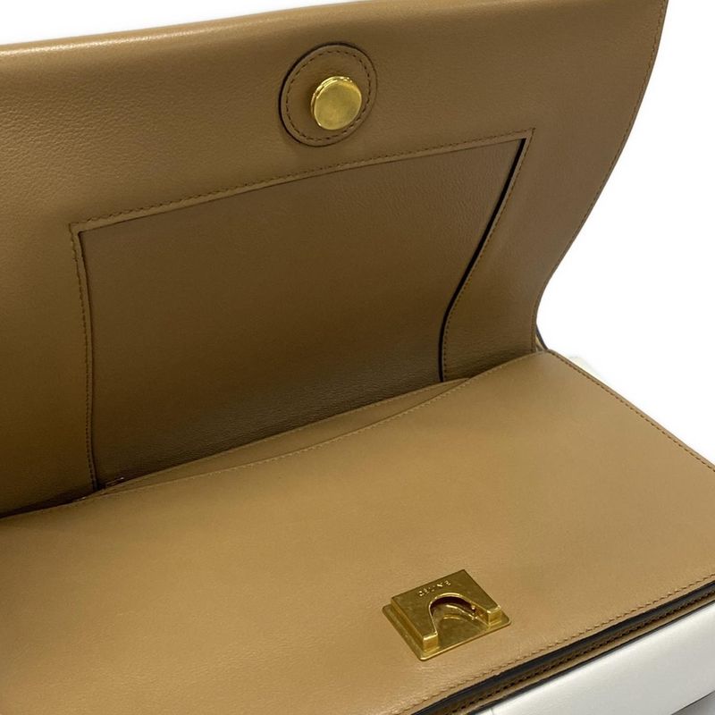 Celine Shoulder Bag Frame Medium Beige And Brown Leather