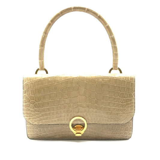 Hermes Ring de Porosus Croco Hand Bag Beige