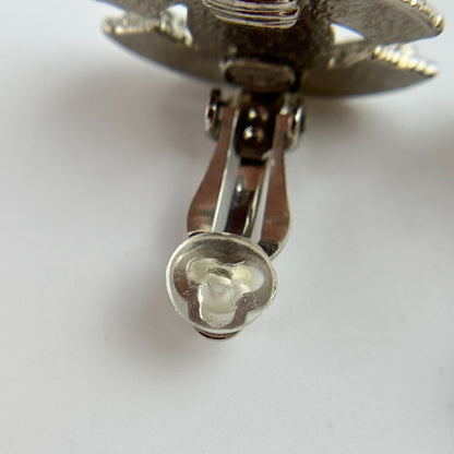 Chanel CC Logo Rhinestone Earrings Silver Vintage — view 10