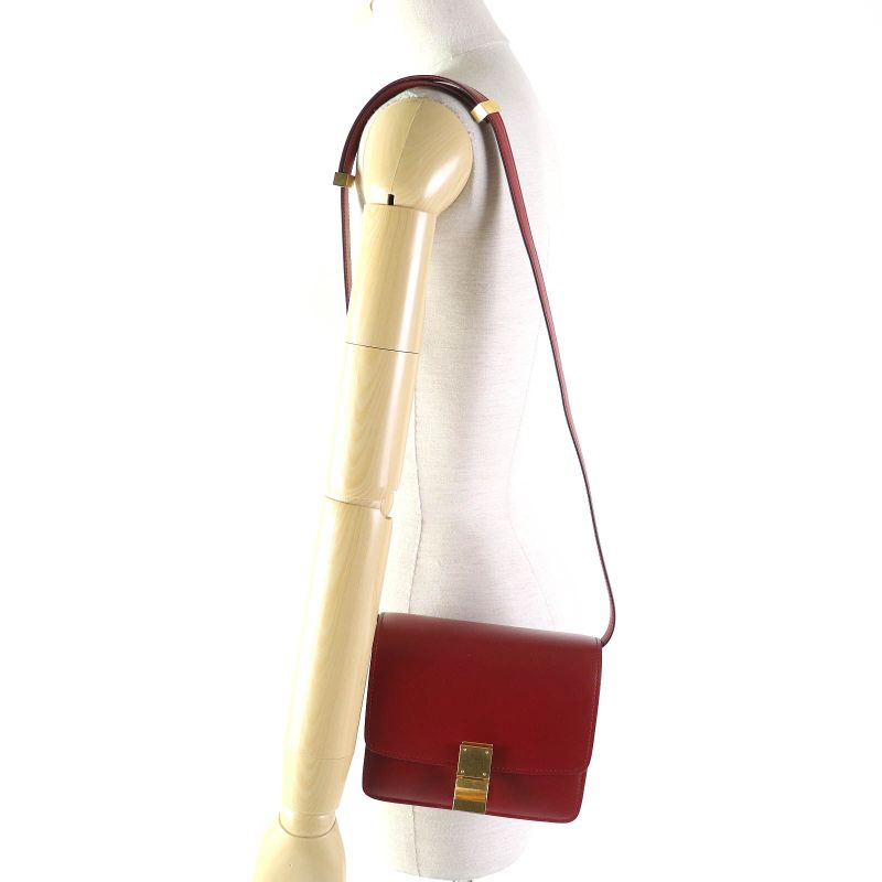 Celine 189183dls Classic BOX Small Classic Box Small Leather Shoulder Bag Red