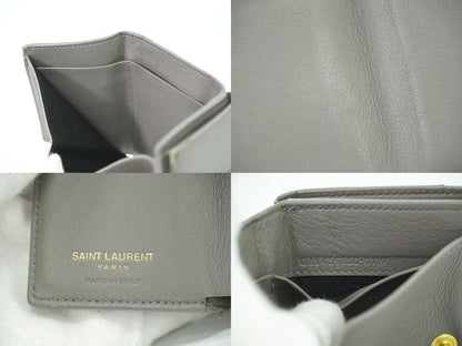 Authentic Saint Laurent Origami Tiny Trifold Fold Wallet Compact Wallet Leather