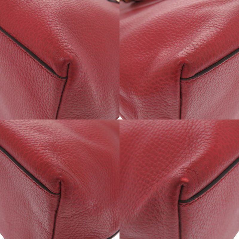 Gucci Bamboo Tassel 449643 Leather Bamboo Red 2way Handbag Red 0910 Gucci