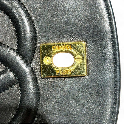 Chanel 2xxxxx 1980's Vintage Lambskin Matelasse Shoulder Bag Women Black -
