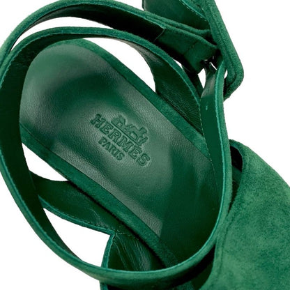 Hermes Flirt60 Sandals Shoes Suede Green
