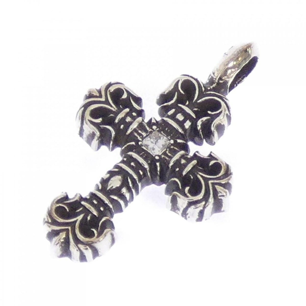 Chrome Hearts Filigree Cross Tiny Sngl Dmnd Pendant