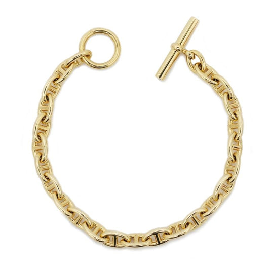 Hermes Chaine D'ancre MM Bracelet 750 YG Yellow Gold 14 Pieces 77.5