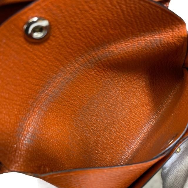 Hermes Calviduo Card Case Coin Case Pass Case Coin Purse Foldable Chevre Orange