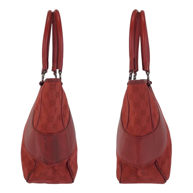 Gucci Red GG Canvas/leather 113011 Tote Shoulder Bag Women 5048565