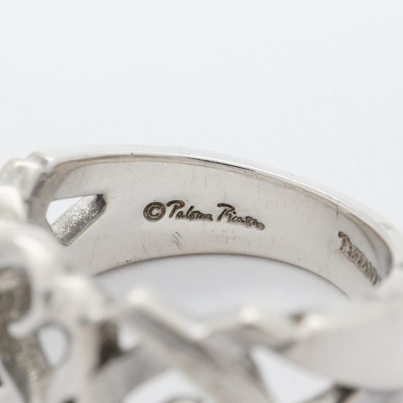 Tiffany & Co Ring Triple Rubbing Heart Silver 925 Size 7 Ladies