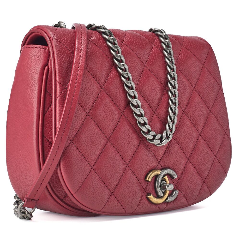 Chanel Shoulder Bag Tote Bag Matelasse Full Flap Chain Shoulder Caviar Skin Red