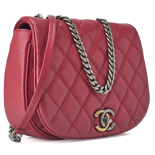Chanel Shoulder Bag Tote Bag Matelasse Full Flap Chain Shoulder Caviar Skin Red