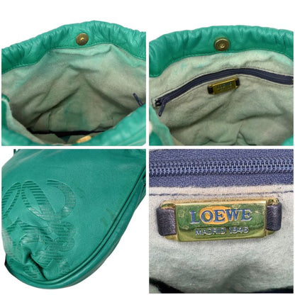 Loewe Mini Shoulder Bag Nappa Leather Green Anagram Logo Pochette Drawstring