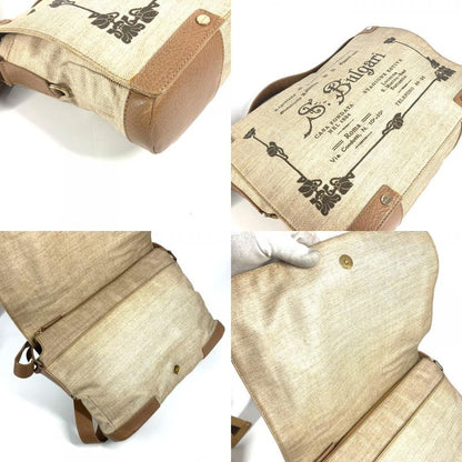 Bvlgari Bulgari Shoulder Bag Logo Leather / Coated Canvas Beige