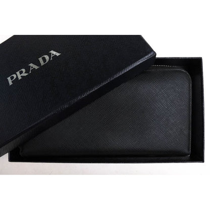 Prada Long Wallet Women Leather Black 2 Ml317 Portafoglio Lampo — view 8