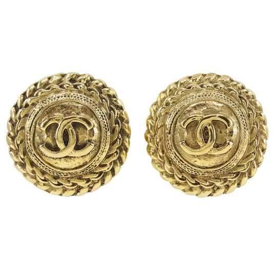 Chanel Coco Mark Vintage Gold Plated 23.8 g Earrings