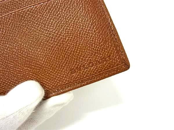 Bvlgari Leather Bifold Wallet Men Women Brown Bk3488