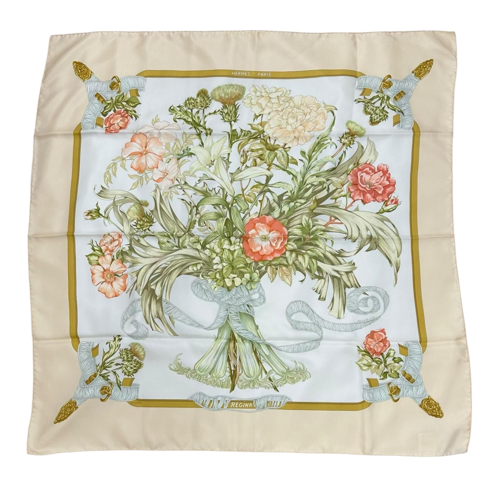 Hermes Carre 90 Silk Orange Brown Scarf