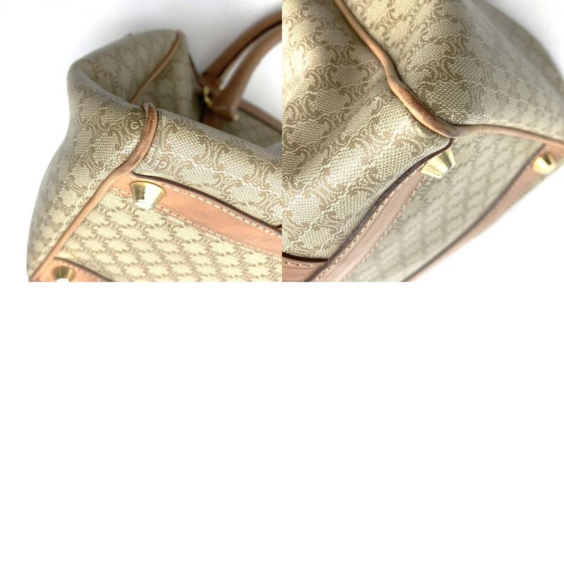 Celine M14 Handbag Mini Boston Macadam PVC Leather Beige Travel Vintage Ladies