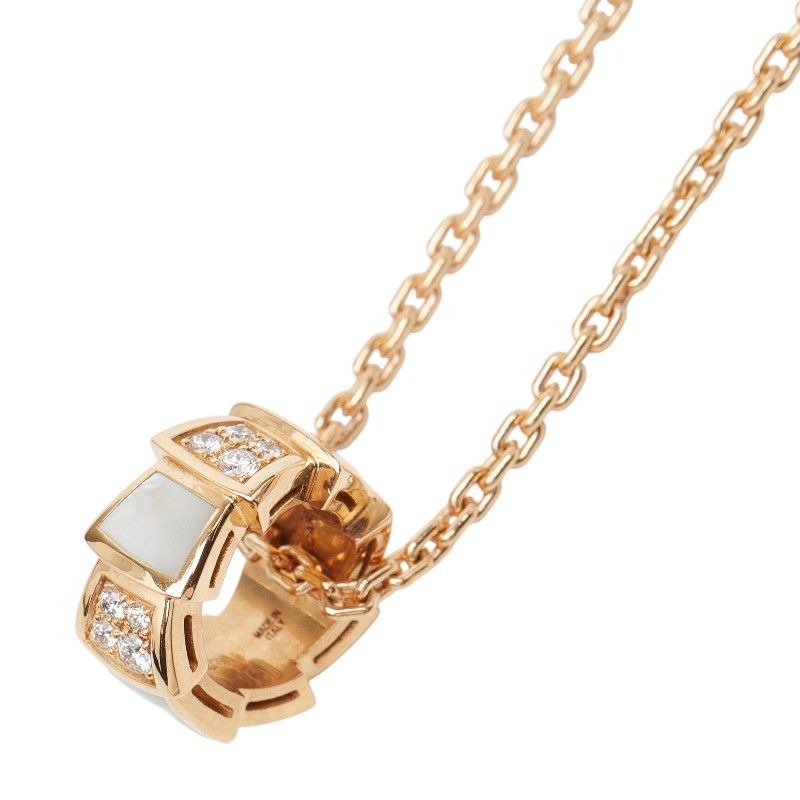 Bvlgari Serpenti Pink Gold Diamond Mother of Pearl Necklace