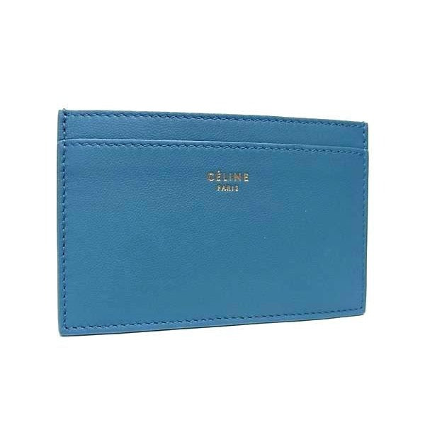Celine Leather Card Case Holder Pass Light Blue Fa1122