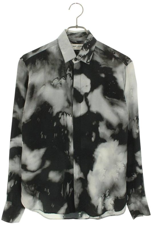 Saint Laurent Paris 501978 Y301s All Over Silk Long Sleeve Shirt Men 37