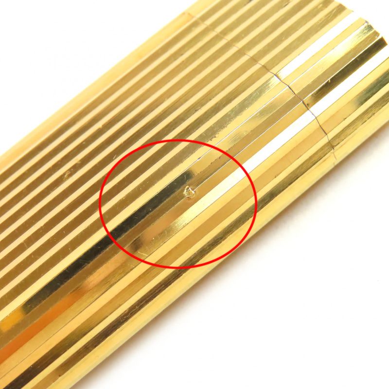 Cartier Stripe Oval Roller Type Gas Lighter Smoking Goods Gold