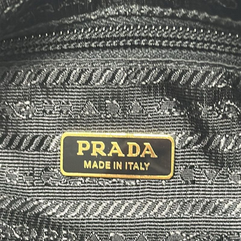 Prada Handbag Logo Jacquard Black Ribbon