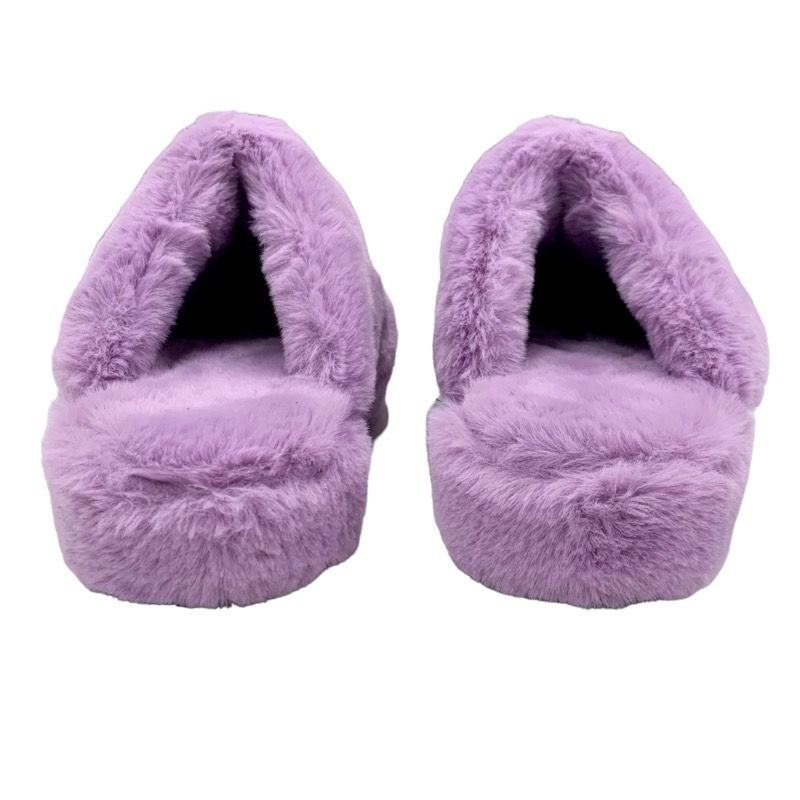 Versace Flat Shoes Fur Light Purple Gold Unused Mule Slippers